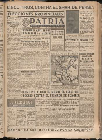 'Patria : diario de Falange Española Tradicionalista y de las J.O.N.S.' - Año XIV Número 4572 - 1949 febrero 5