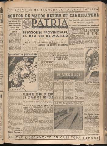 'Patria : diario de Falange Española Tradicionalista y de las J.O.N.S.' - Año XIV Número 4578 - 1949 febrero 12