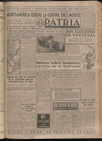 'Patria : diario de Falange Española Tradicionalista y de las J.O.N.S.' - Año XIV Número 4579 - 1949 febrero 13