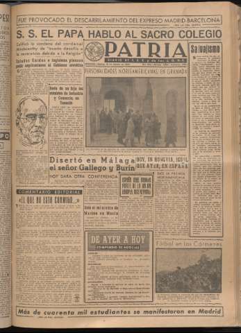 'Patria : diario de Falange Española Tradicionalista y de las J.O.N.S.' - Año XIV Número 4580 - 1949 febrero 15