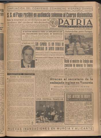 'Patria : diario de Falange Española Tradicionalista y de las J.O.N.S.' - Año XIV Número 4582 - 1949 febrero 17