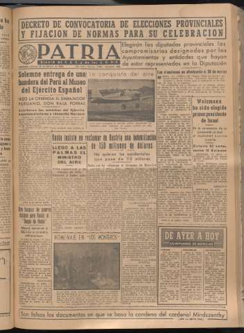 'Patria : diario de Falange Española Tradicionalista y de las J.O.N.S.' - Año XIV Número 4583 - 1949 febrero 18