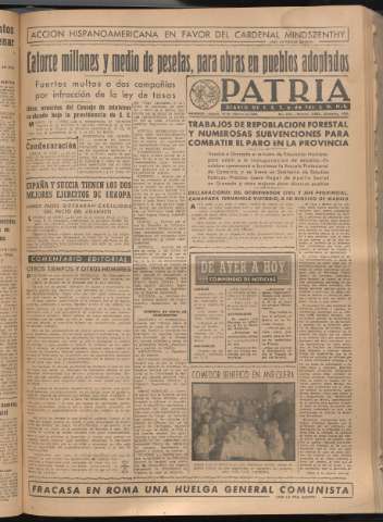 'Patria : diario de Falange Española Tradicionalista y de las J.O.N.S.' - Año XIV Número 4584 - 1949 febrero 19