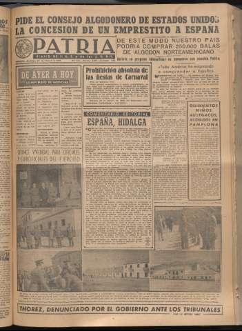 'Patria : diario de Falange Española Tradicionalista y de las J.O.N.S.' - Año XIV Número 4591 - 1949 febrero 27