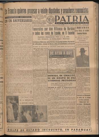 'Patria : diario de Falange Española Tradicionalista y de las J.O.N.S.' - Año XIV Número 4592 - 1949 marzo 1