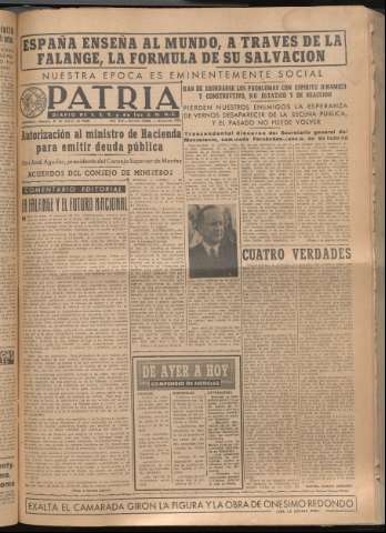 'Patria : diario de Falange Española Tradicionalista y de las J.O.N.S.' - Año XIV Número 4596 - 1949 marzo 5