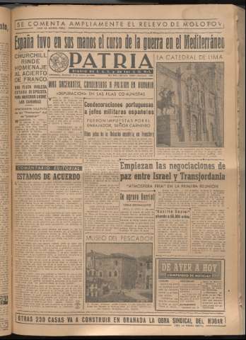 'Patria : diario de Falange Española Tradicionalista y de las J.O.N.S.' - Año XIV Número 4597 - 1949 marzo 6