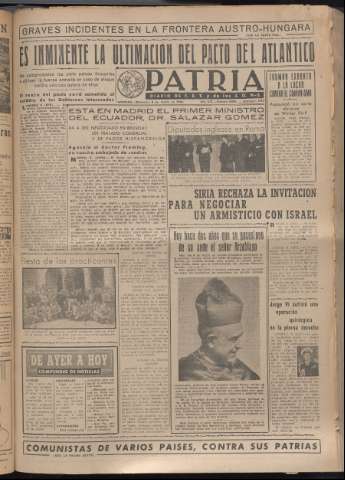'Patria : diario de Falange Española Tradicionalista y de las J.O.N.S.' - Año XIV Número 4599 - 1949 marzo 9