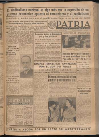'Patria : diario de Falange Española Tradicionalista y de las J.O.N.S.' - Año XIV Número 4601 - 1949 marzo 11