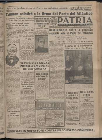 'Patria : diario de Falange Española Tradicionalista y de las J.O.N.S.' - Año XIV Número 4614 - 1949 marzo 26