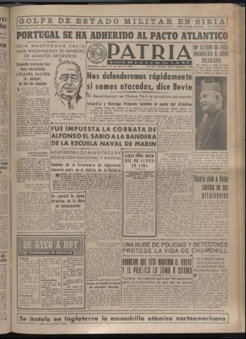 'Patria : diario de Falange Española Tradicionalista y de las J.O.N.S.' - Año XIV Número 4618 - 1949 marzo 31