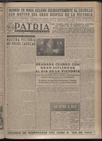 'Patria : diario de Falange Española Tradicionalista y de las J.O.N.S.' - Año XIV Número 4620 - 1949 abril 2