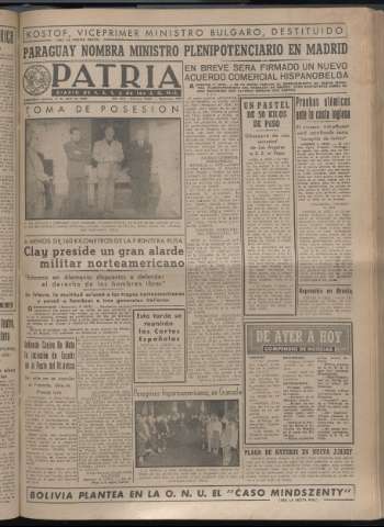 'Patria : diario de Falange Española Tradicionalista y de las J.O.N.S.' - Año XIV Número 4624 - 1949 abril 7