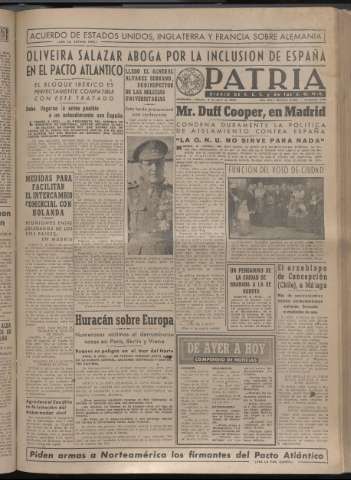'Patria : diario de Falange Española Tradicionalista y de las J.O.N.S.' - Año XIV Número 4626 - 1949 abril 9