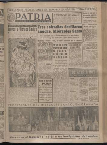 'Patria : diario de Falange Española Tradicionalista y de las J.O.N.S.' - Año XIV Número 4630 - 1949 abril 14