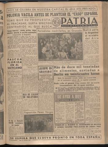 'Patria : diario de Falange Española Tradicionalista y de las J.O.N.S.' - Año XIV Número 4632 - 1949 abril 17