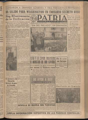 'Patria : diario de Falange Española Tradicionalista y de las J.O.N.S.' - Año XIV Número 4633 - 1949 abril 19