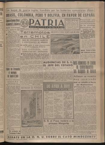 'Patria : diario de Falange Española Tradicionalista y de las J.O.N.S.' - Año XIV Número 4635 - 1949 abril 21