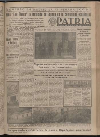 'Patria : diario de Falange Española Tradicionalista y de las J.O.N.S.' - Año XIV Número 4639 - 1949 abril 26