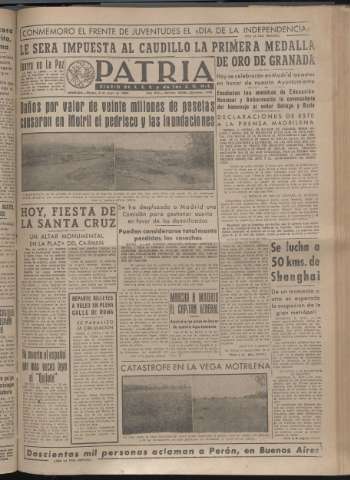 'Patria : diario de Falange Española Tradicionalista y de las J.O.N.S.' - Año XIV Número 4645 - 1949 mayo 3
