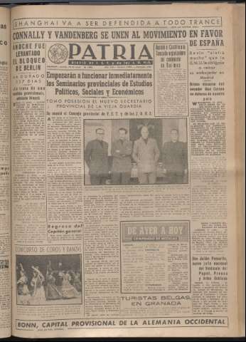 'Patria : diario de Falange Española Tradicionalista y de las J.O.N.S.' - Año XIV Número 4653 - 1949 mayo 12