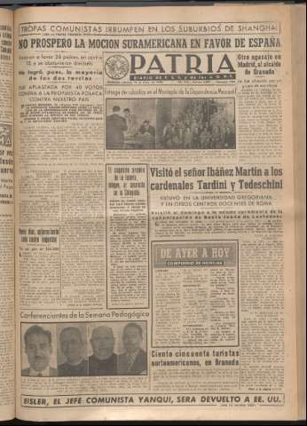 'Patria : diario de Falange Española Tradicionalista y de las J.O.N.S.' - Año XIV Número 4657 - 1949 mayo 17
