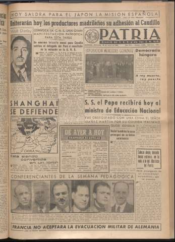 'Patria : diario de Falange Española Tradicionalista y de las J.O.N.S.' - Año XIV Número 4658 - 1949 mayo 18
