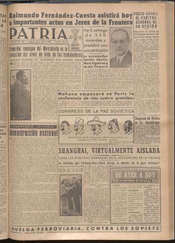 'Patria : diario de Falange Española Tradicionalista y de las J.O.N.S.' - Año XIV Número 4862 - 1949 mayo 22
