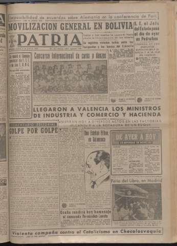 'Patria : diario de Falange Española Tradicionalista y de las J.O.N.S.' - Año XIV Número 4871 - 1949 junio 2