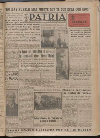 'Patria : diario de Falange Española Tradicionalista y de las J.O.N.S.' - Año XIV Número 4881 - 1949 junio 14