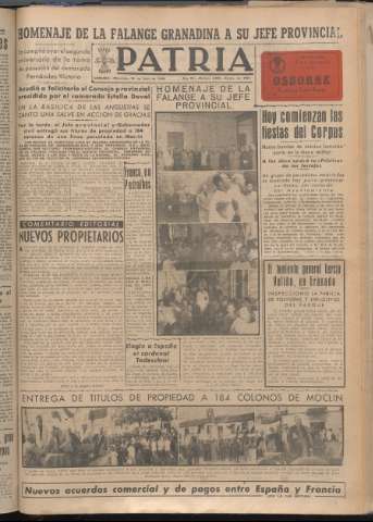 'Patria : diario de Falange Española Tradicionalista y de las J.O.N.S.' - Año XIV Número 4882 - 1949 junio 15
