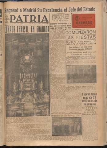 'Patria : diario de Falange Española Tradicionalista y de las J.O.N.S.' - Año XIV Número 4883 - 1949 junio 16