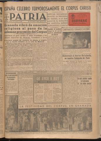 'Patria : diario de Falange Española Tradicionalista y de las J.O.N.S.' - Año XIV Número 4884 - 1949 junio 17