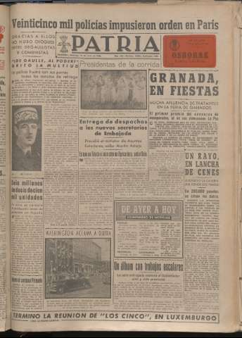 'Patria : diario de Falange Española Tradicionalista y de las J.O.N.S.' - Año XIV Número 4886 - 1949 junio 19