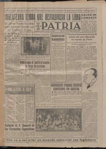 'Patria : diario de Falange Española Tradicionalista y de las J.O.N.S.' - Año XIV Número 4896 - 1949 julio 1