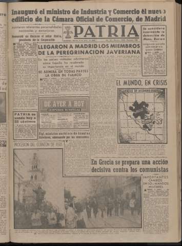 'Patria : diario de Falange Española Tradicionalista y de las J.O.N.S.' - Año XIV Número 4899 - 1949 julio 5