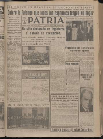 'Patria : diario de Falange Española Tradicionalista y de las J.O.N.S.' - Año XIV Número 4905 - 1949 julio 12