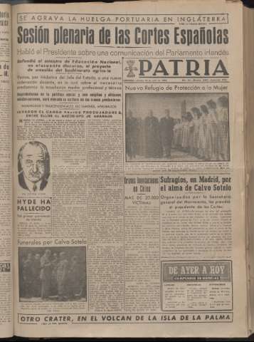 'Patria : diario de Falange Española Tradicionalista y de las J.O.N.S.' - Año XIV Número 4907 - 1949 julio 14