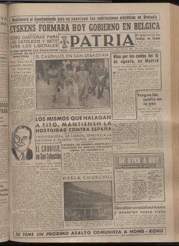 'Patria : diario de Falange Española Tradicionalista y de las J.O.N.S.' - Año XIV Número 4931 - 1949 agosto 11