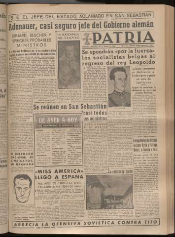 'Patria : diario de Falange Española Tradicionalista y de las J.O.N.S.' - Año XIV Número 4936 - 1949 agosto 17