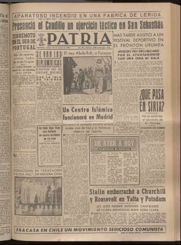 'Patria : diario de Falange Española Tradicionalista y de las J.O.N.S.' - Año XIV Número 4939 - 1949 agosto 20