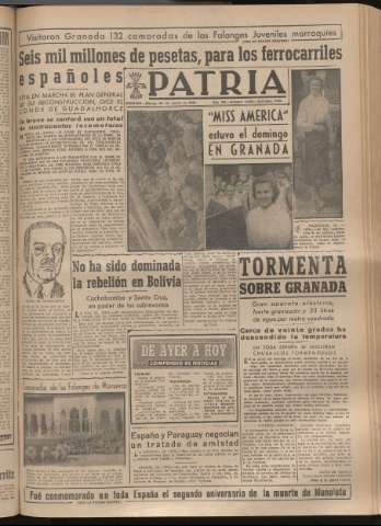 'Patria : diario de Falange Española Tradicionalista y de las J.O.N.S.' - Año XIV Número 4947 - 1949 agosto 30