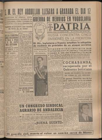 'Patria : diario de Falange Española Tradicionalista y de las J.O.N.S.' - Año XIV Número 4949 - 1949 septiembre 1