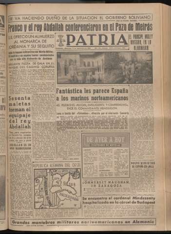 'Patria : diario de Falange Española Tradicionalista y de las J.O.N.S.' - Año XIV Número 4954 - 1949 septiembre 7