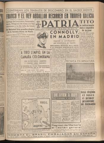 'Patria : diario de Falange Española Tradicionalista y de las J.O.N.S.' - Año XIV Número 4956 - 1949 septiembre 9