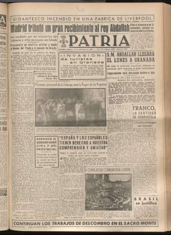 'Patria : diario de Falange Española Tradicionalista y de las J.O.N.S.' - Año XIV Número 4957 - 1949 septiembre 10