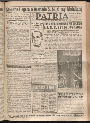 'Patria : diario de Falange Española Tradicionalista y de las J.O.N.S.' - Año XIV Número 4958 - 1949 septiembre 11