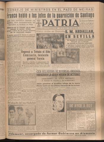 'Patria : diario de Falange Española Tradicionalista y de las J.O.N.S.' - Año XIV Número 4961 - 1949 septiembre 15