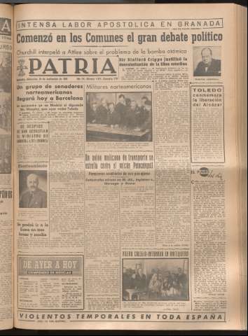 'Patria : diario de Falange Española Tradicionalista y de las J.O.N.S.' - Año XIV Número 4972 - 1949 septiembre 28