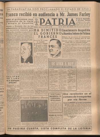 'Patria : diario de Falange Española Tradicionalista y de las J.O.N.S.' - Año XIV Número 4979 - 1949 octubre 6